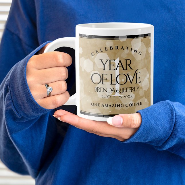 Elegant 1st Paper Wedding Anniversary Celebration Large Coffee Mug (1st Wedding Anniversary Jumbo Coffee Mug Cover Photo.)