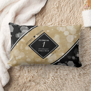 Elegant 1st Paper Wedding Anniversary Celebration Lumbar Cushion