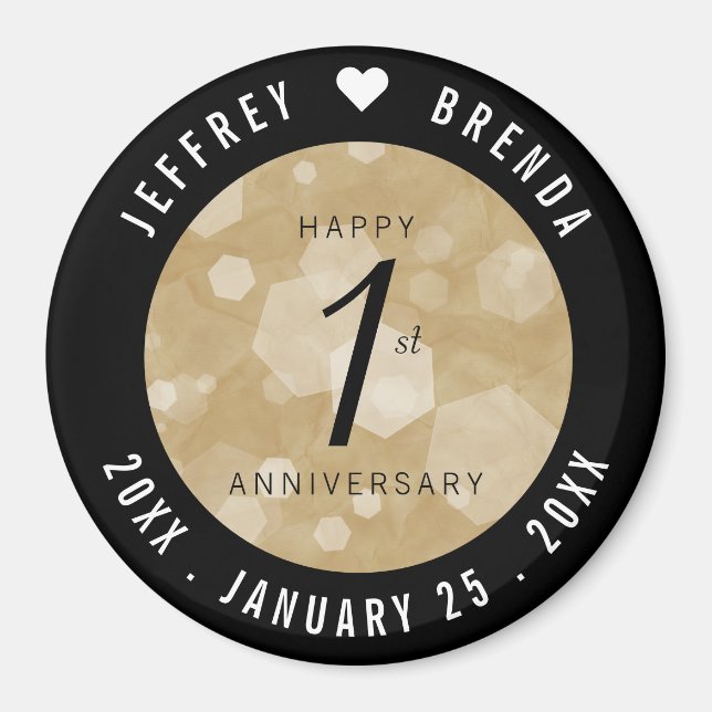 Elegant 1st Paper Wedding Anniversary Celebration Magnet (Front)