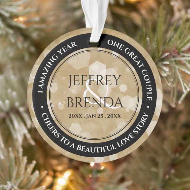 Elegant 1st Paper Wedding Anniversary Celebration Ornament (Tree)