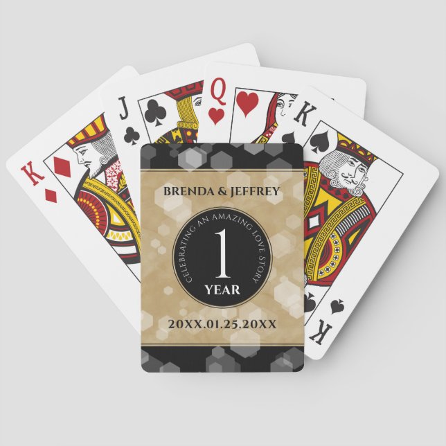 Elegant 1st Paper Wedding Anniversary Celebration Playing Cards (Back)