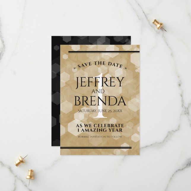 Elegant 1st Paper Wedding Anniversary Celebration Save The Date (Front/Back In Situ)