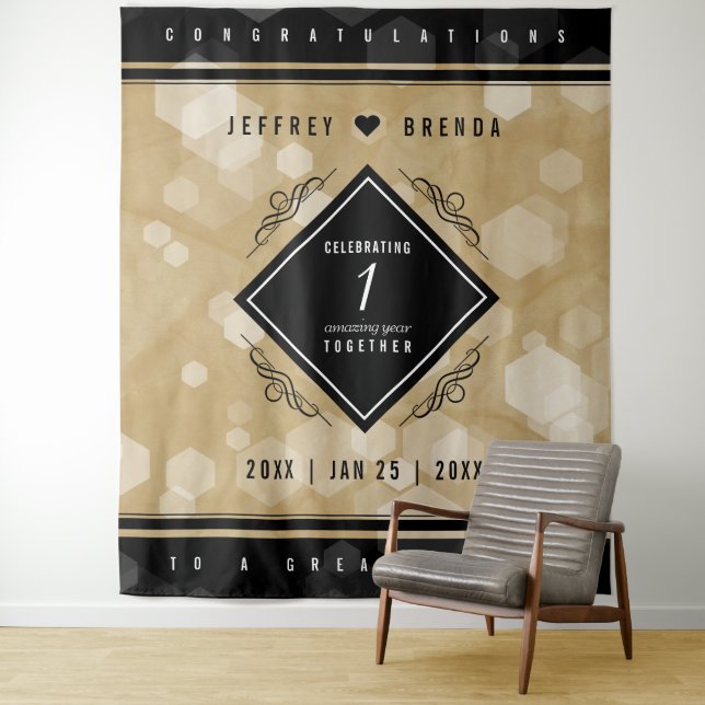 Elegant 1st Paper Wedding Anniversary Celebration Tapestry (In Situ)