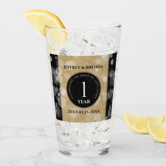 Elegant 1st Paper Wedding Anniversary Glass (Front Ice)