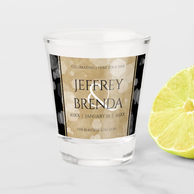 Elegant 1st Paper Wedding Anniversary Shot Glass (Front)