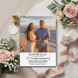 Elegant 1st Wedding Anniversary Photo Save The Date