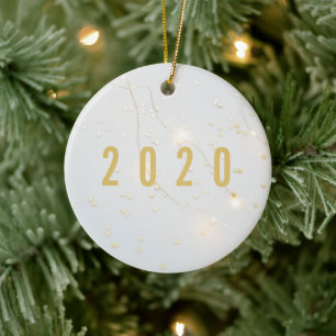 Elegant 2020 Gold Stars Lights Circle Ornament