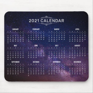 Elegant 2021 Calendar on Milky Way Mousepad