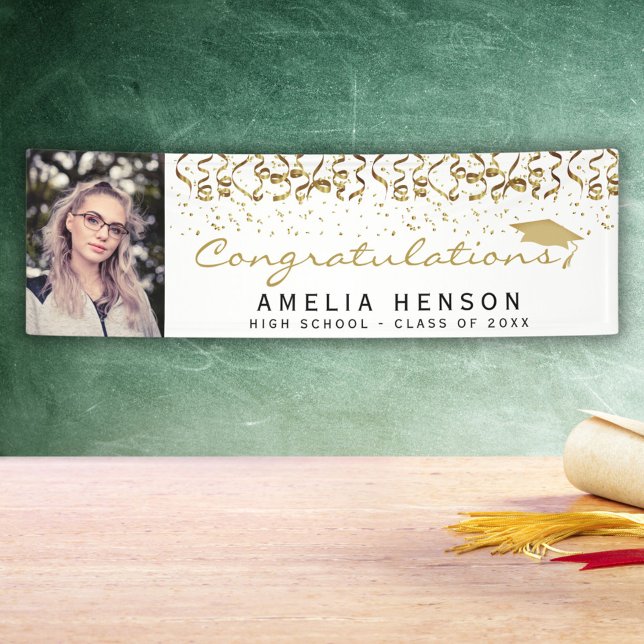 Elegant 2022 Gold Confetti Graduate Photo Banner (Creator Uploaded)