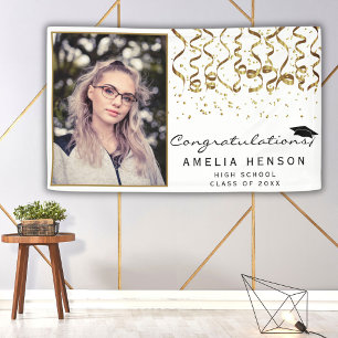 Elegant 2022 Gold Confetti Graduate Photo Banner