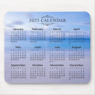 Elegant 2023 Calendar Beach Background Mousepad