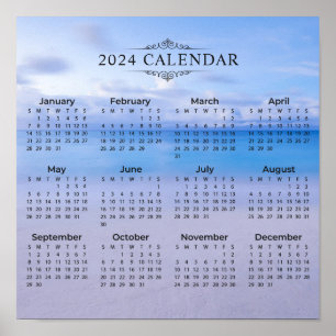 Elegant 2024 Calendar Beach Background   Poster