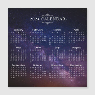 Elegant 2024 Calendar on Milky Way Magnetic Card