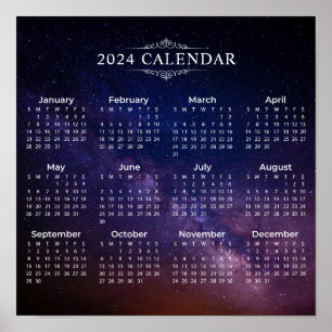 Elegant 2024 Calendar on Milky Way   Poster