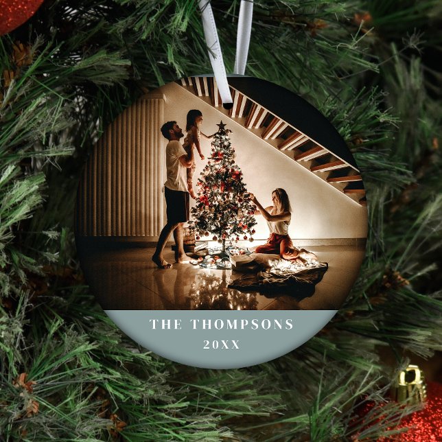 Elegant 2024 Family Photo Personalised Christmas Ceramic Tree Decoration (Creator Uploaded)