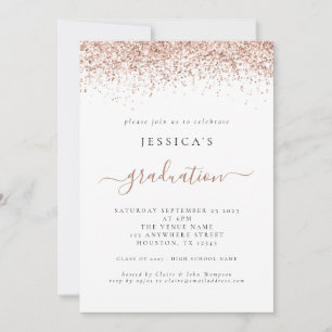 Elegant 2024 Graduation Rose Gold Glitter Invitation