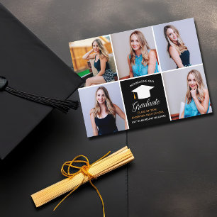 Elegant 2025 Graduation Announcement Photo Collage Postcard