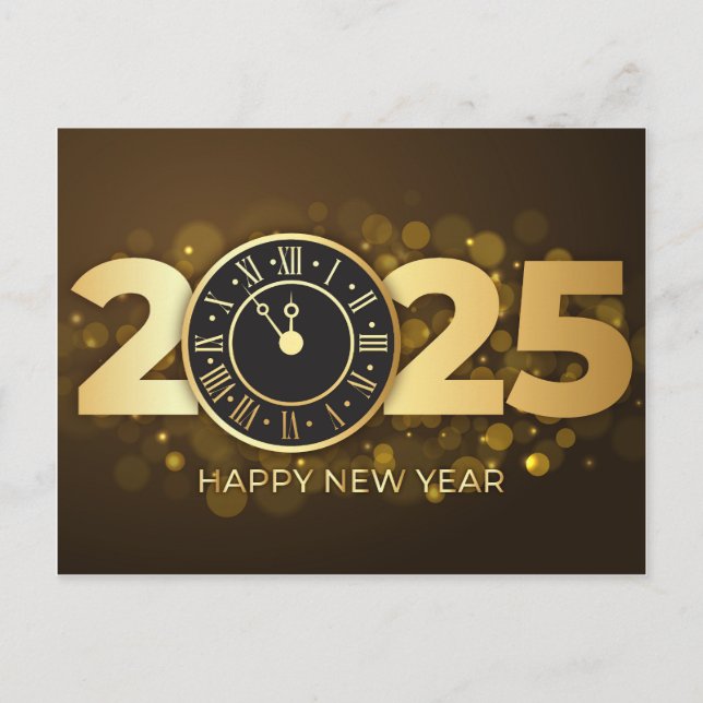 Elegant 2025 Happy New Year Greeting Card (Front)