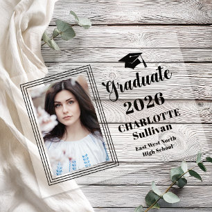 Elegant 2026 Graduate Graduation Portrait Photo Acrylic Invitations