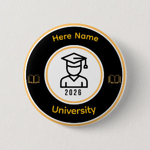 Elegant 2026 Graduate   Personalised Gold Seal 6 Cm Round Badge