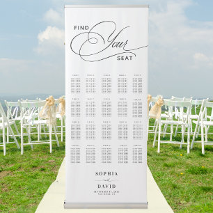 Elegant 20 Table Calligraphy Wedding Seating Chart Retractable Banner