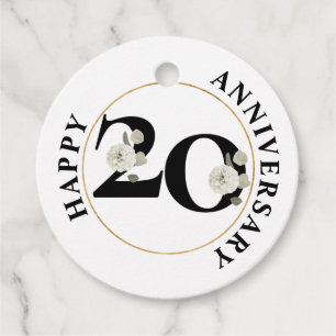 Elegant 20th Anniversary Favour Tags