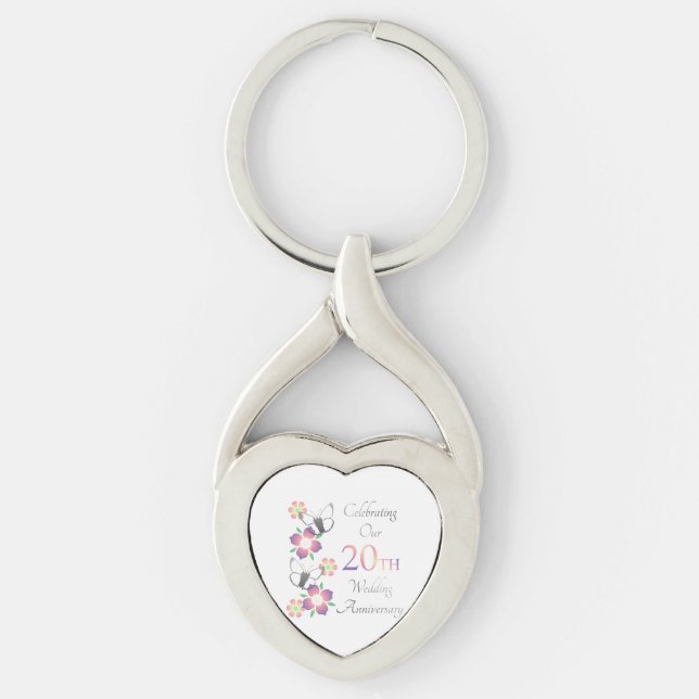 Elegant 20th Anniversary Key Ring (Front)