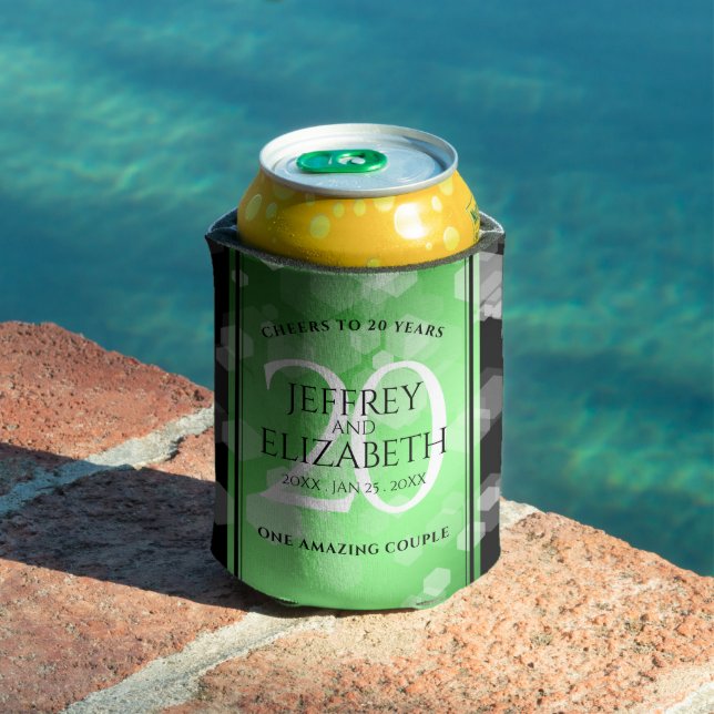 Elegant 20th Emerald Wedding Anniversary Can Cooler (In Situ Pool)