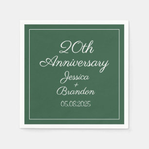 Elegant 20th Emerald Wedding Anniversary Couple Napkin