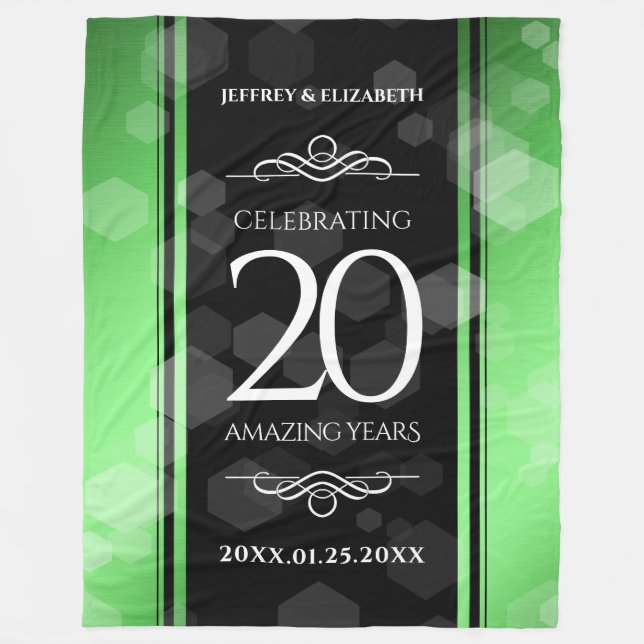 Elegant 20th Emerald Wedding Anniversary Fleece Blanket (Front)