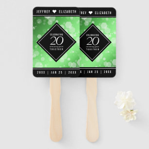 Elegant 20th Emerald Wedding Anniversary Hand Fan