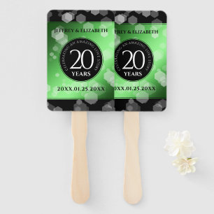 Elegant 20th Emerald Wedding Anniversary Hand Fan