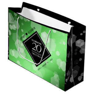 Elegant 20th Emerald Wedding Anniversary Large Gift Bag