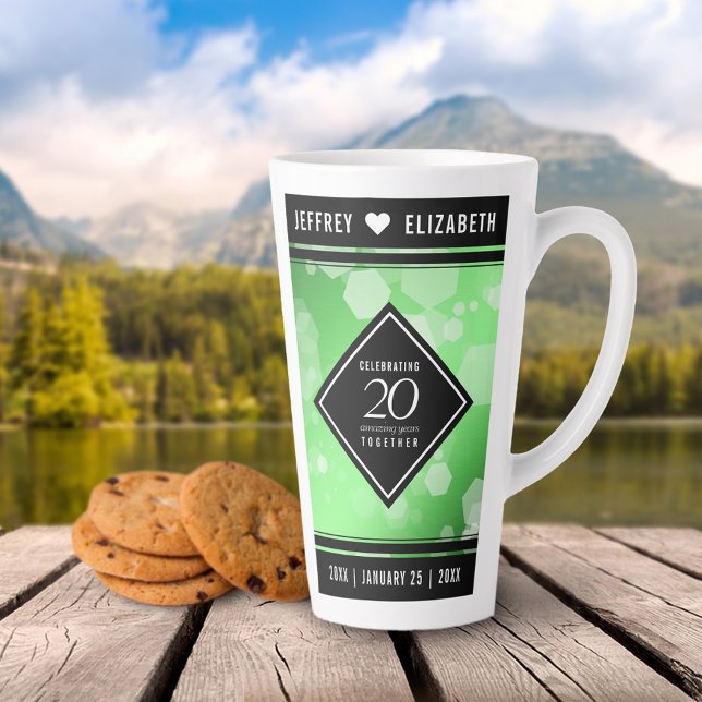 Elegant 20th Emerald Wedding Anniversary Latte Mug (Creator Uploaded)