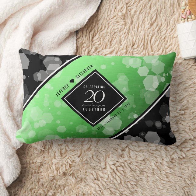 Elegant 20th Emerald Wedding Anniversary Lumbar Cushion (Blanket)