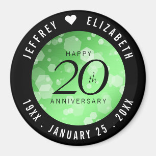 Elegant 20th Emerald Wedding Anniversary Magnet