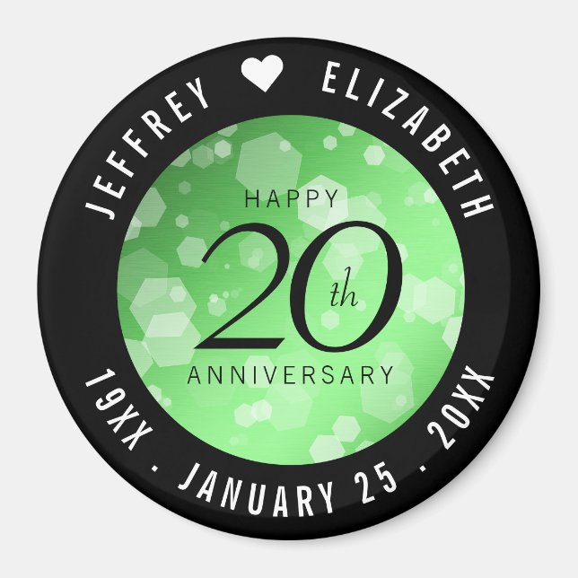 Elegant 20th Emerald Wedding Anniversary Magnet (Front)