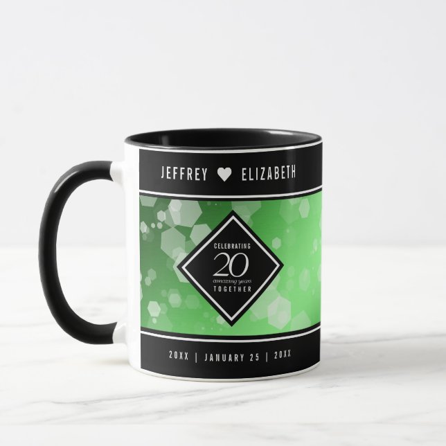 Elegant 20th Emerald Wedding Anniversary Mug (Left)
