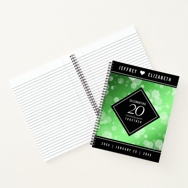 Elegant 20th Emerald Wedding Anniversary Notebook (Inside)