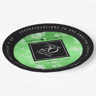 Elegant 20th Emerald Wedding Anniversary Paper Plate