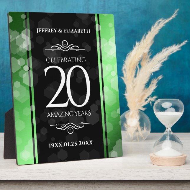 Elegant 20th Emerald Wedding Anniversary Plaque (Side)