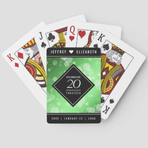 Elegant 20th Emerald Wedding Anniversary Playing Cards