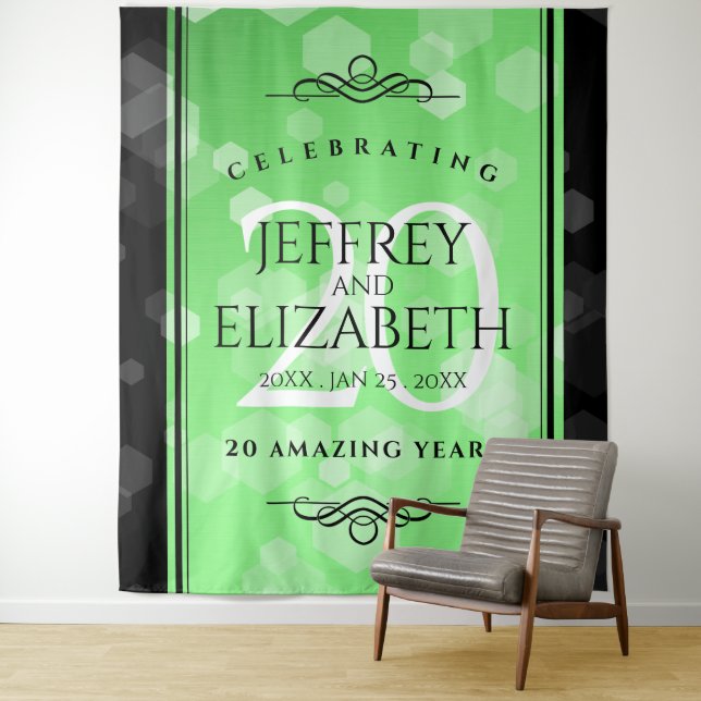 Elegant 20th Emerald Wedding Anniversary Tapestry (In Situ)