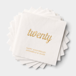 Elegant 20th Wedding Anniversary Gold Foil Napkins