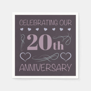 Elegant 20th Wedding Anniversary Lavender Napkin
