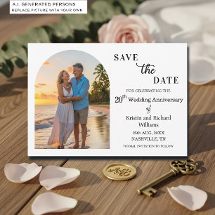 Elegant 20th Wedding Anniversary Photo Save The Date