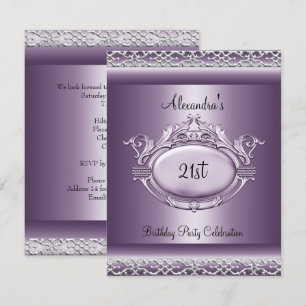 Elegant 21st Birthday Party Satin Purple Mauve Invitation
