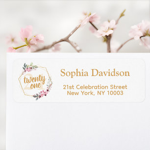 Elegant 21st Birthday Return Address Labels