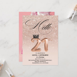 Elegant 21st birthday rose gold blush photo invitation
