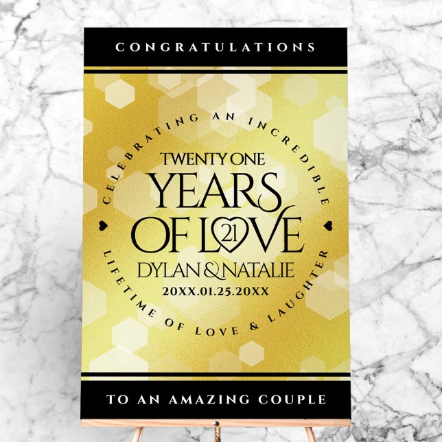 Elegant 21st Brass Wedding Anniversary Celebration Acrylic Sign (Elegant 21st Brass Wedding Anniversary Acrylic Sign Cover Photo)